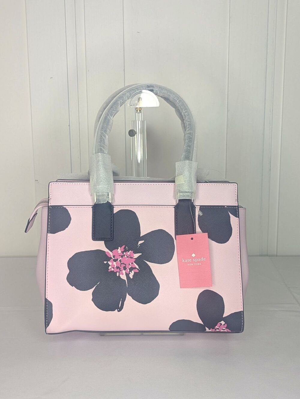 Kate Spade Cameron Grand Flora Pink Blue Flower Medium Satchel Purse NWT - Picture 3 of 10